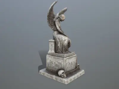 statue 3 of angel Low-poly 3D model