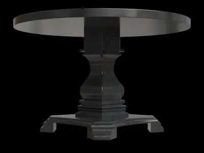 Traditional Style Wooden Round Top Dining Table Low-poly 3D model