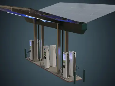 Solar Charging Station 1 Basic Low-poly 3D model