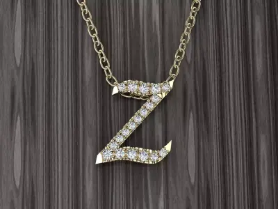 Jewelry Alphabet Pendant Z 3D print model