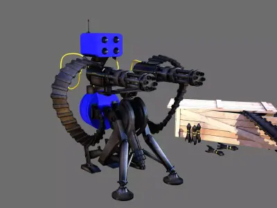 TF2 Sentry gun with munition 3D model