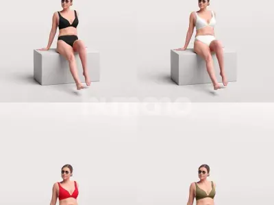  Humano Beautiful Woman in swimsuit sitting pool-2511-032-7351 3D model