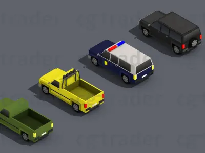Low Poly Truck Pack 02 Isometric Low-poly 3D model