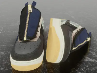 NIKE AIR FORCE 1 CACTUS JACK TRAVIS SCOTT 3D SHOES 3D model