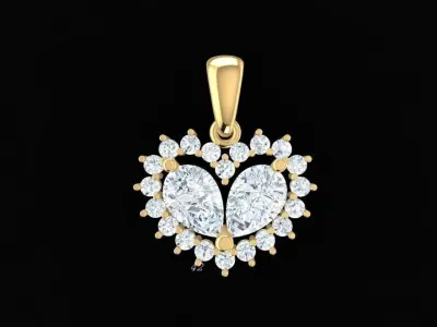 Luxury Heart Shape Diamond Pendant Jewelry 227 3D print model