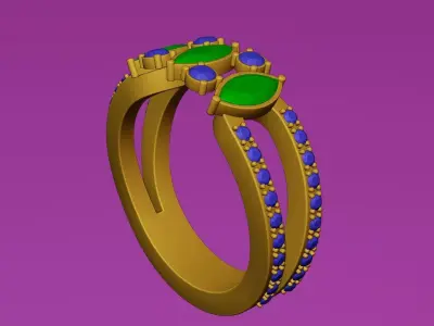 Emerald Crown ring 3D print model