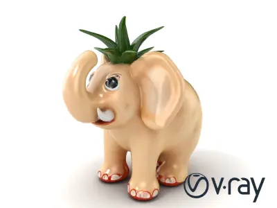 Charming Elephant Pot Sculpture model pack Low-poly 3D model