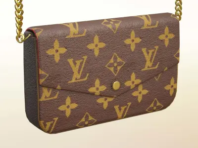 Woman Handbag Louis Vuitton Low-poly 3D model 2