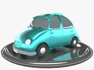 Cartoon Car Low-poly 3D model V1