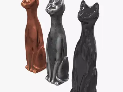 Highest metal figurines of cats Low-poly 3D model