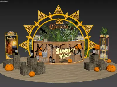 Halloween Event Scene Sunset Misery Decor with Brand Elements 3D model