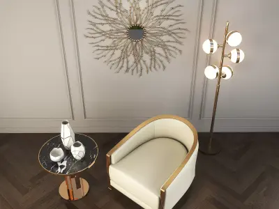 Modern Coffee Table and Armchair Set 3D model