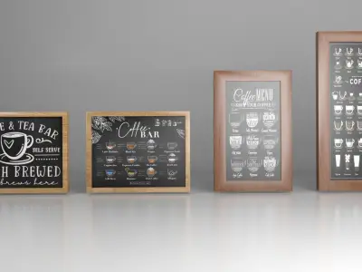 Coffee decor pictures Low-poly 3D model