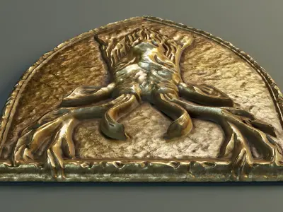 Deer Heraldic Emblem PBR Low-poly 3D model