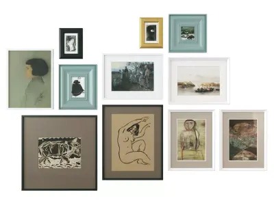 Abstract painting gallery wall 3D model