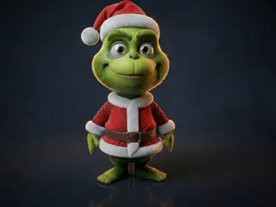 Cute Christmas Grinch Mini Figurine Santa Outfit  3D print model