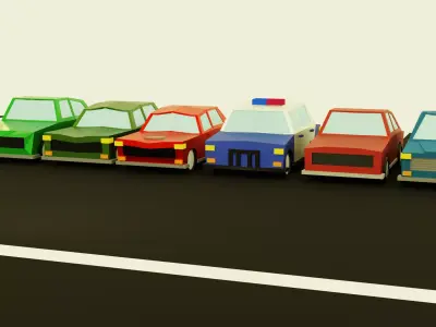 Low Poly Cars group Low-poly 3D model