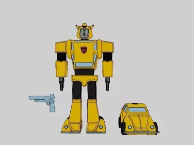 Bumblebee Combo - Robot - Gun - Car Mode -  Low Poly Model 3D model