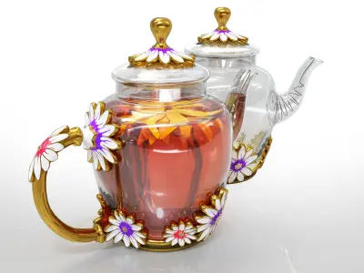 Handmade tea set 3D model