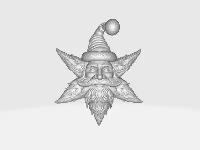 Whimsical Santa Star Festive Holiday Ornament Christmas 3D print model