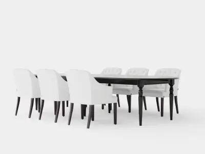 Osterville black with Delano chair white Dining Set Low-poly 3D model