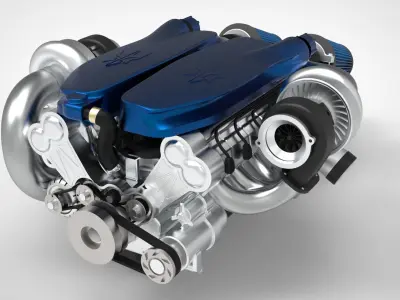 Twin Turbo V12 Engine 3D model