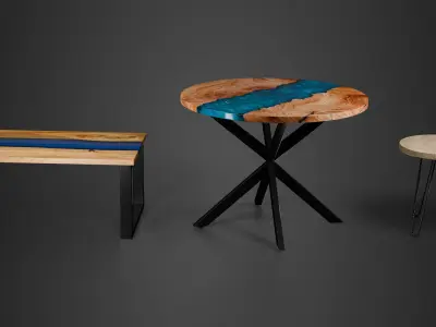 Resin Tables Pack Low-poly 3D model