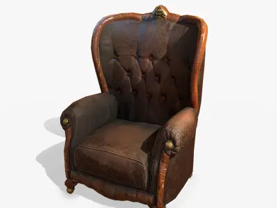 Antique Armchair Low-poly 3D model