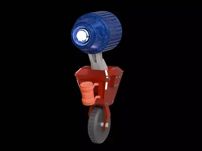 Uni Wheel Robot with Light Low-poly 3D model