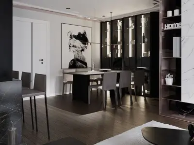 3D Interior Kitchen- Livingroom Low-poly 3D model