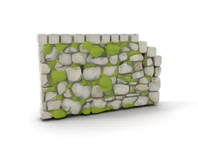 Mossy Stone Wall model pack Low-poly 3D model