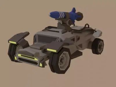 HellRIder low-poly sci-fi rocket truck Low-poly 3D model