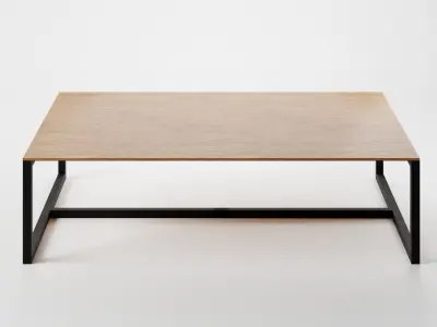 Large wooden office desk 3D model