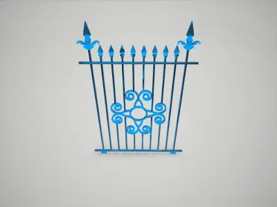 Ornate Wrought Iron Fence Design 1 3D model
