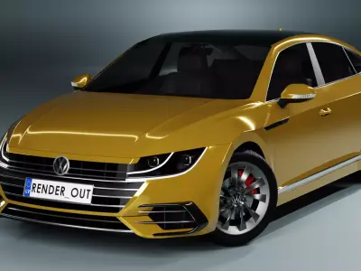 VW Arteon R-line 2017 3D Model Low-poly 3D model