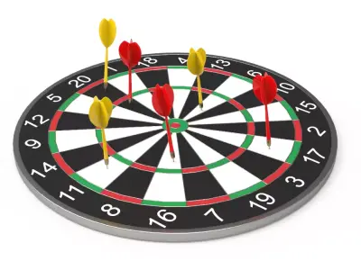 DartBoard - Realistic dart board with darts in center 3D model