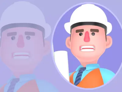 Stylized 3D Male Architect Character - Running with Blueprints 3D model