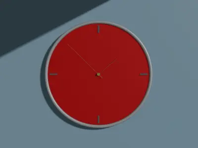 Wall Clock Red Free low-poly 3D model