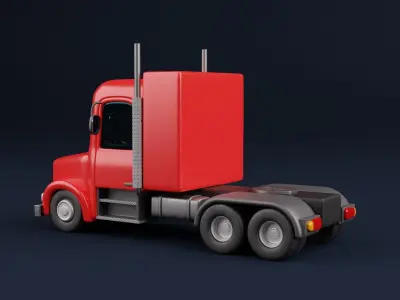 Stylized Cartoon  Rigged Semi Truck 3D model 3D model