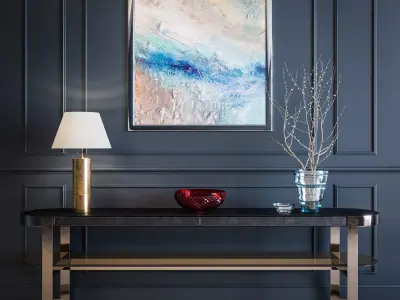 Console Collection table with abstract painting on wall