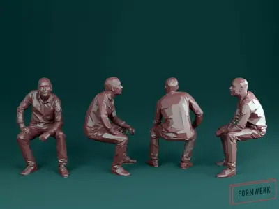 Tim sitting - Low Poly printable Low-poly 3D model