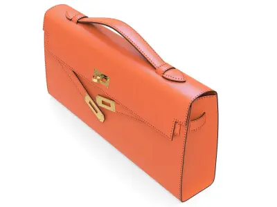 Hermes Kelly Cut Clutch Orange Leather Low-poly 3D model