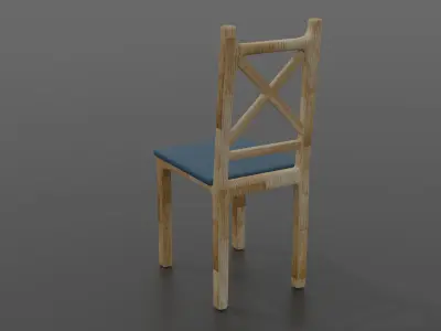 Wodden Chair with seat pat Free 3D model