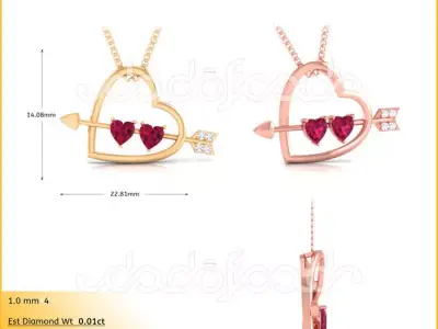 light weight yellow gold  diamond pendent -DOC-P8112 3D print model