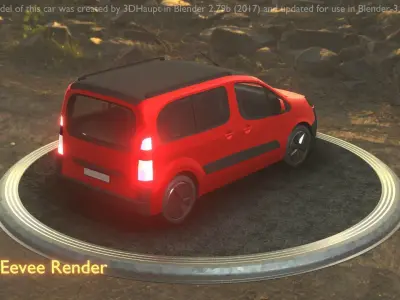 City Car 38 Utility Vehicles Van Type-D Red Low-poly 3D model