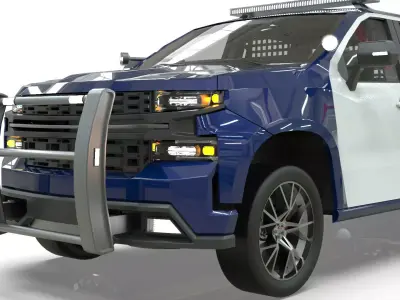 Silverado 2020 police pickup lowpoly concept Low-poly 3D model