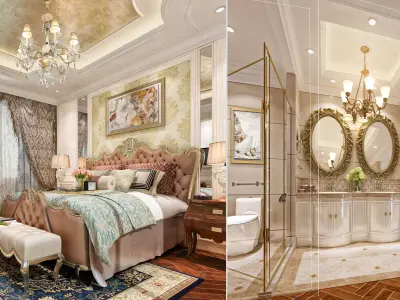 Bedroom and Bathroom  3D model