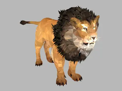 African Lion Animal Mammal Hunter Lowpoly Art Cat PolyArt Low-poly 3D model