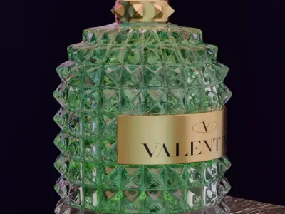 Valentino perfime green 3D model product for Advertising 3D model
