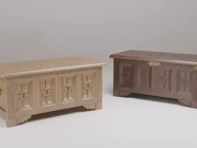 oak low cabinet 3D model
